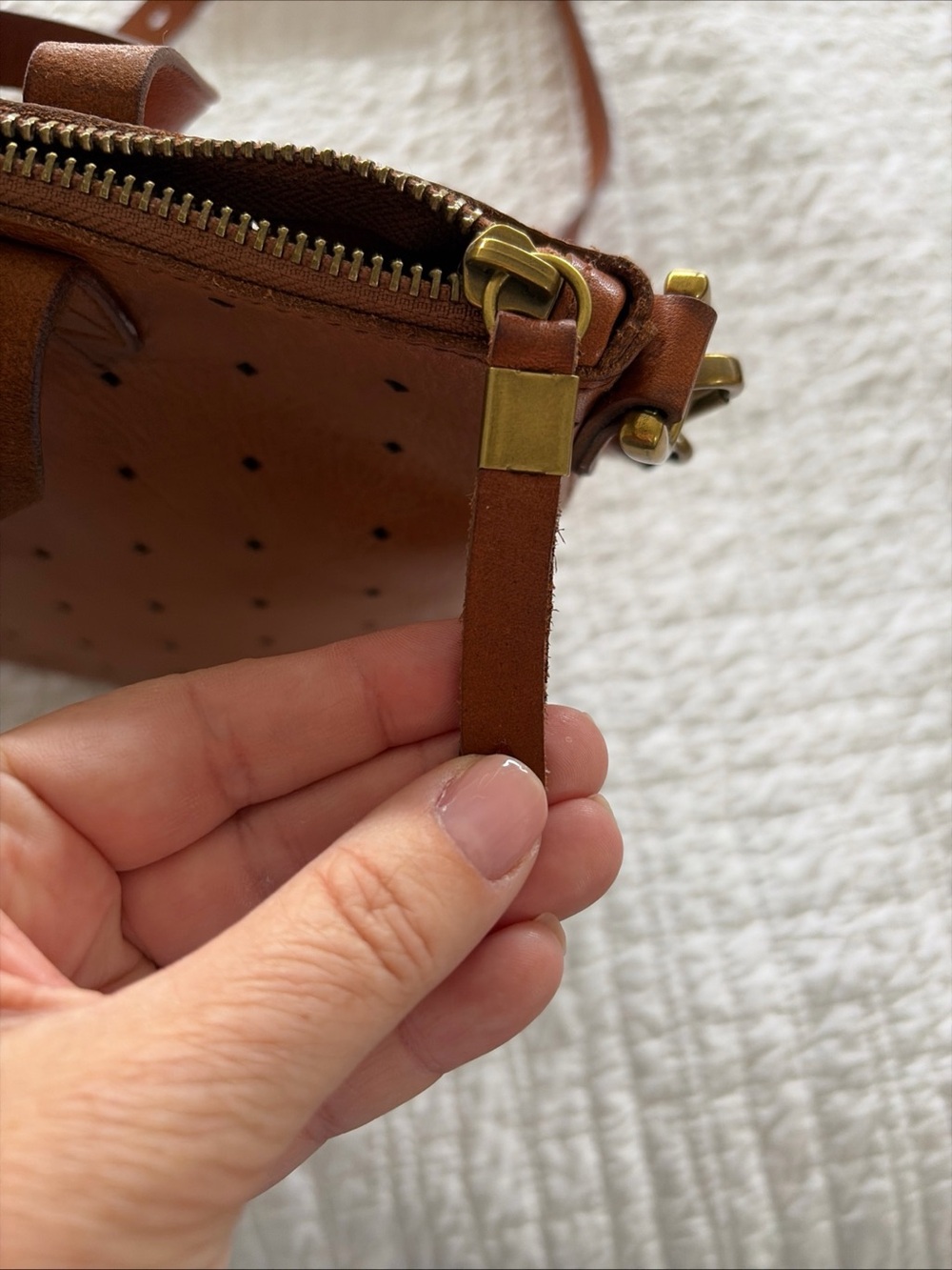 Madewell Perforated Leather Convertible Tote in Cognac - Picture 7 of 7